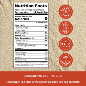 Judee's Xanthan Gum powder pour demonstrates easy measurement for thickening