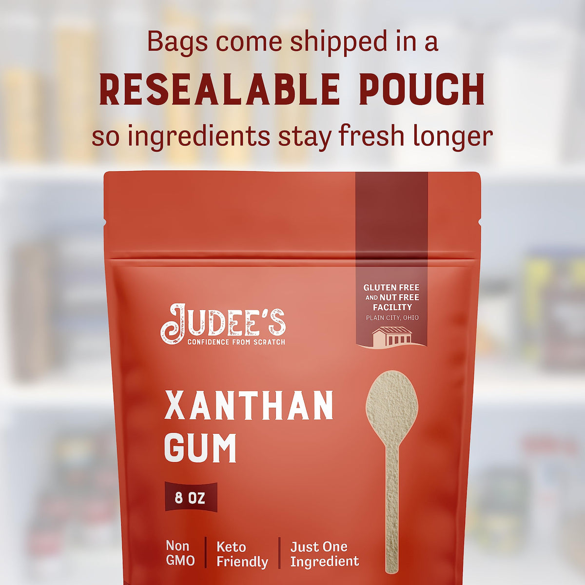 Judee's Gluten Free Xanthan Gum powder thickens soups and gravies smoothly