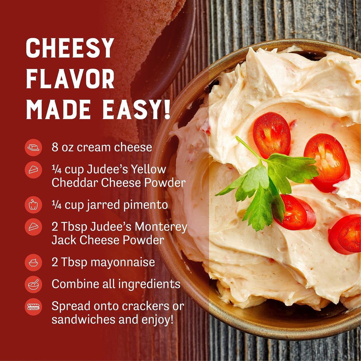 Close-up of ingredients like cheddar cheese on the label.