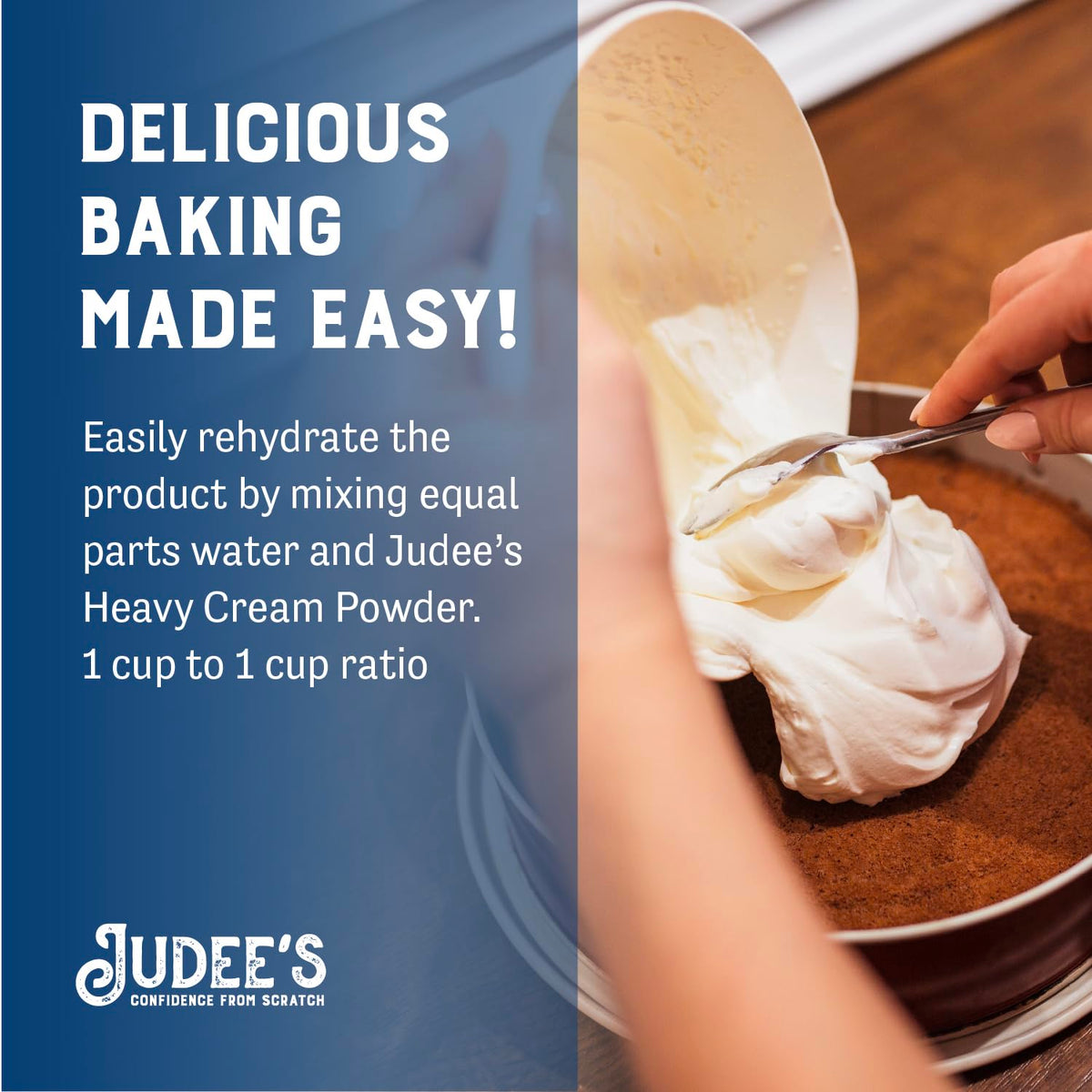 Creamy sauce being prepared with Judee's Heavy Cream Powder.