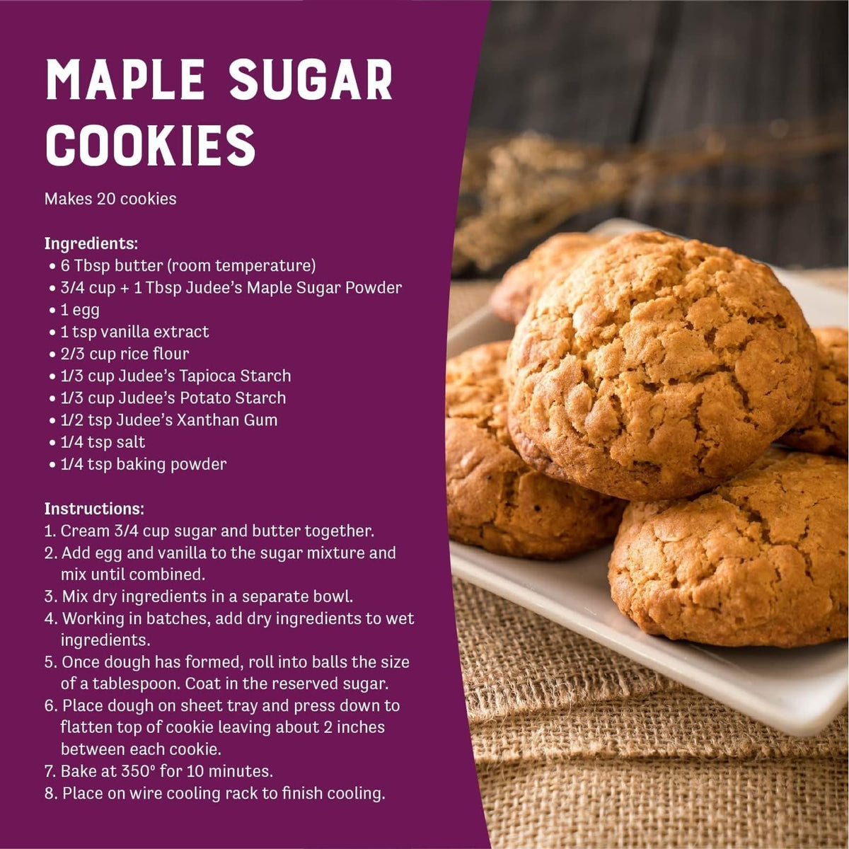 Judee’s maple syrup-based confectioners sugar ideal for pancake glaze and desserts.