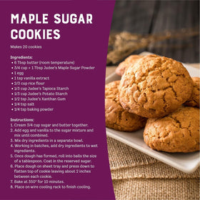 Judee’s maple syrup-based confectioners sugar ideal for pancake glaze and desserts.