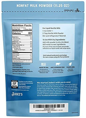 Packaging highlights gluten-free and non-GMO attributes for Judee's milk powder