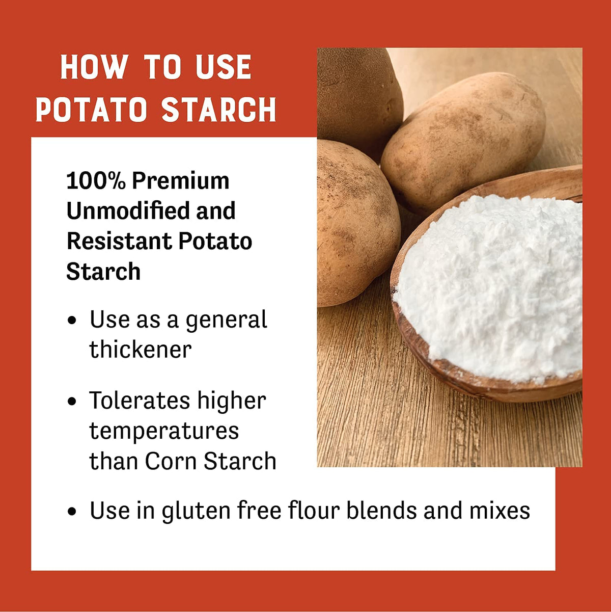 Judee's Potato Starch used for gluten-free breading and crispy coatings.