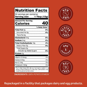 Judee's Potato Starch used in cooking as a cornstarch substitute for clarity.