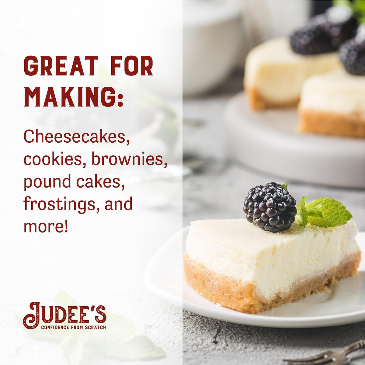 Judee's frosting on cupcakes shows silky texture and easy spreading.