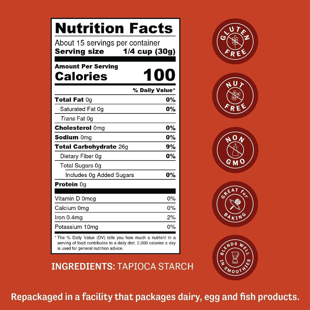 Judee's Tapioca Starch non-GMO ingredient for clean home cooking