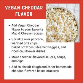 Judee's Vegan Cheddar Flavor Powder in a cheddar sauce bowl