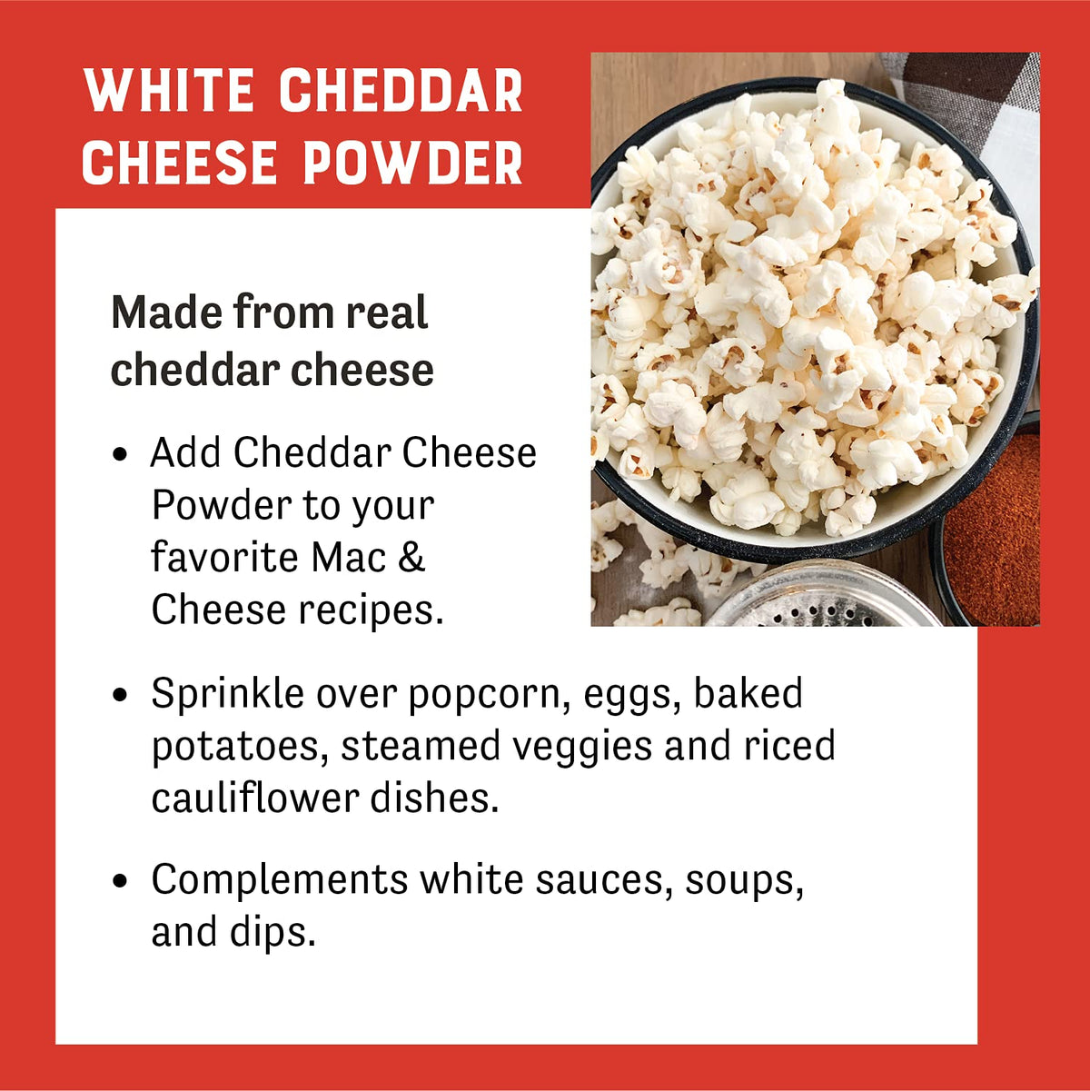 Judee's White Cheddar Cheese Powder incorporated into baked goods for extra flavor.
