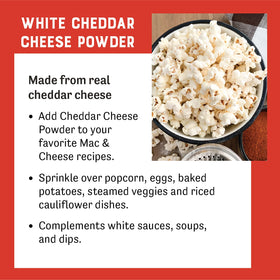 Judee's White Cheddar Cheese Powder incorporated into baked goods for extra flavor.