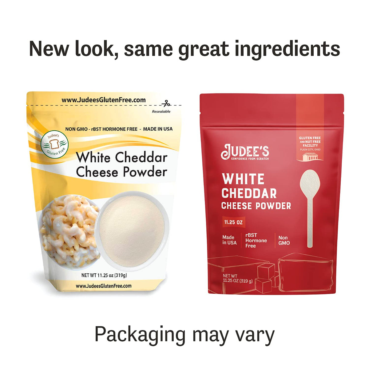 Judee's White Cheddar Cheese Powder sprinkled on popcorn for savory bites.