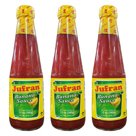Jufran banana sauce bottle, 12 oz, a versatile topping for sandwiches and dips.