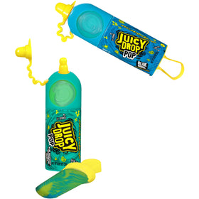Juicy Drop Blue Rebel lollipop with bright, zesty flavor.