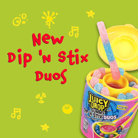 Juicy Drop Dip ’N Stix Blue Rebel flavor delivers tangy fun.