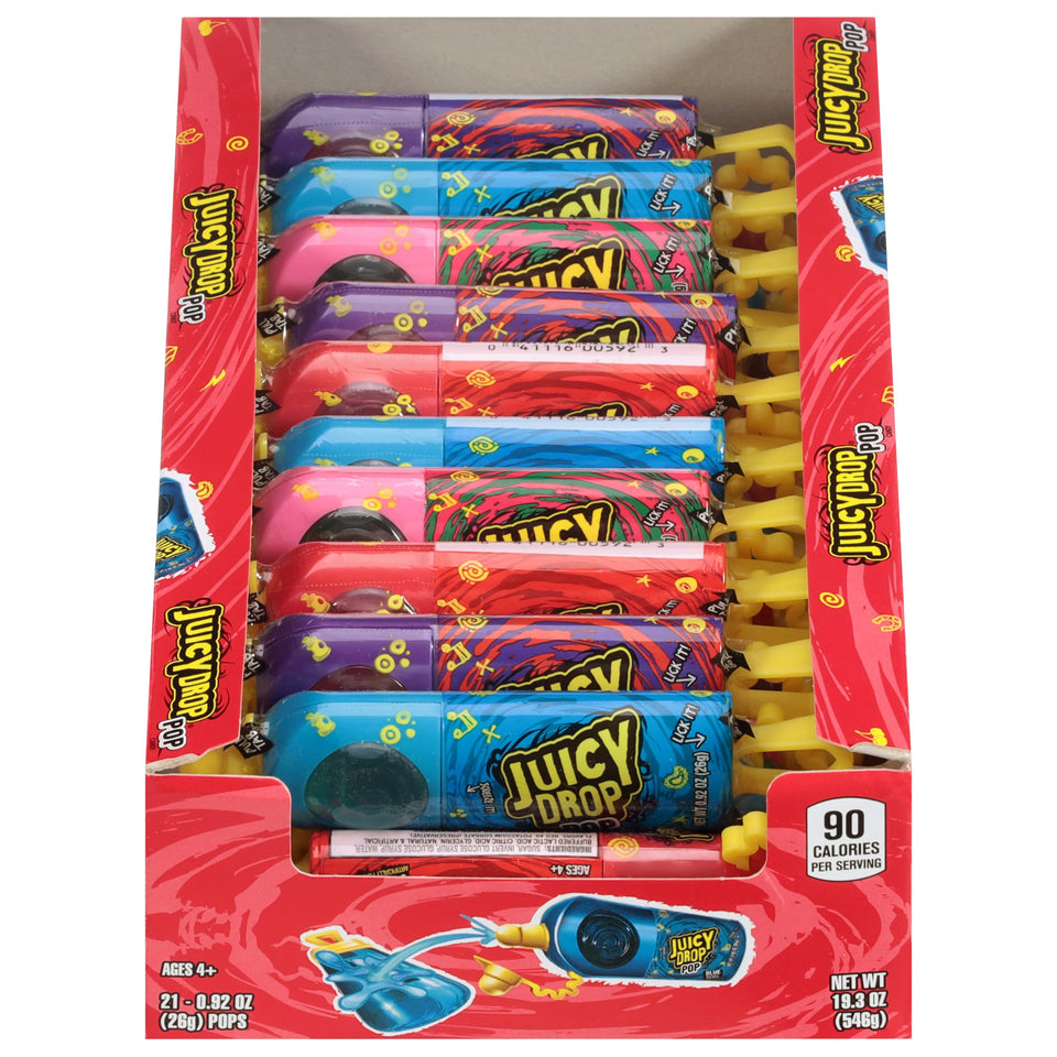 Juicy Drop Pop variety-pack box for Halloween parties and sharing.