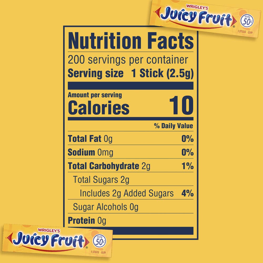 Juicy Fruit offers long-lasting flavor for anytime snacking.