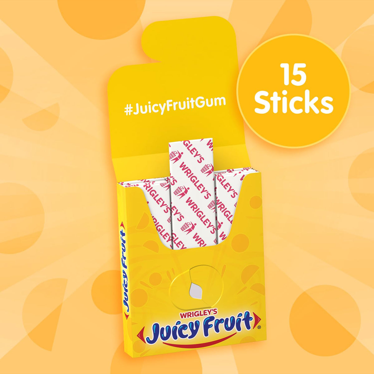 Juicy Fruit Original bubblegum sticks wrapped for on-the-go fruity flavor