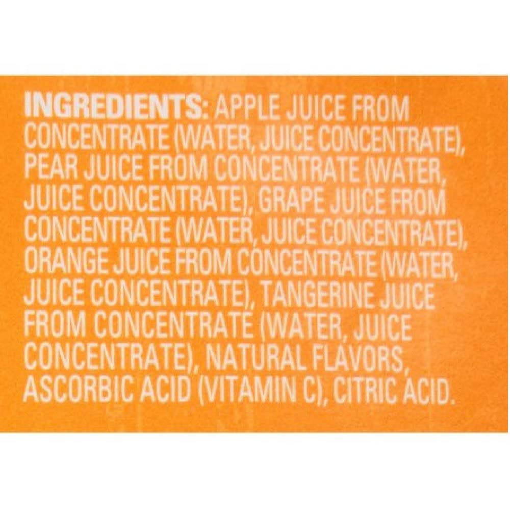 Label highlights 100% juice with no added sugar or artificial sweeteners.