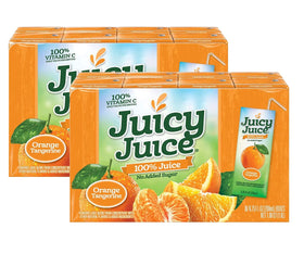 Juicy Juice orange tangerine boxes stacked for convenient lunchbox storage.