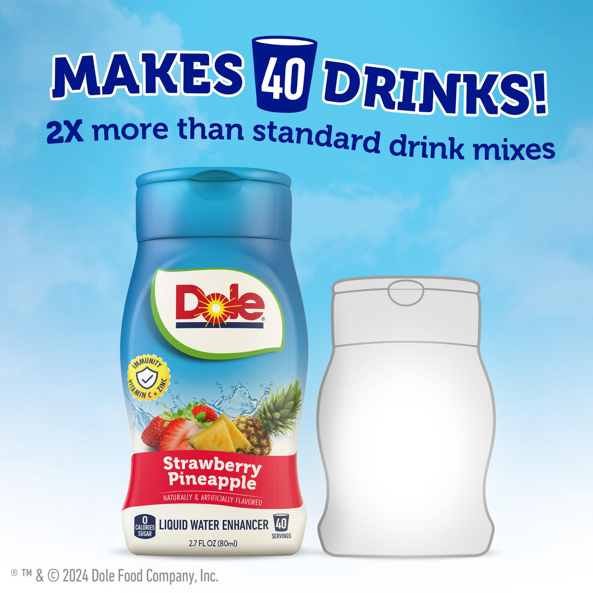 Zero sugar formula in Juicy Mixes Dole Strawberry Pineapple enhancer