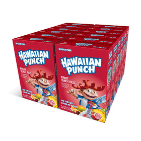 Juicy Mixes Hawaiian Punch powder dissolves in cold water for fruity refreshment.