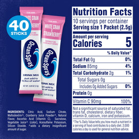 Juicy Mixes Ocean Spray White Cran-Strawberry stick ready for sip-at-a-time flavor.