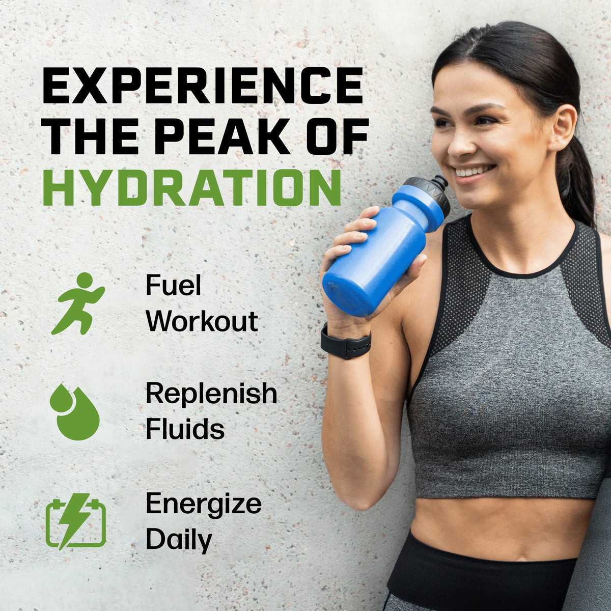 Juicy Mixes PeakH2O Lemon Lime bottle with packet for on-the-go hydration