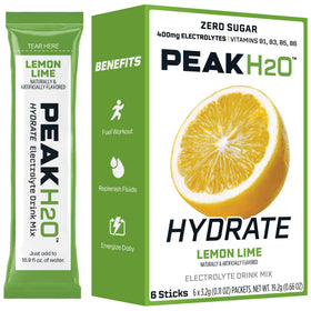 Juicy Mixes PeakH2O Lemon Lime glass of water ready after shaking