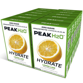 Juicy Mixes PeakH2O Lemon Lime packet dissolving in water for quick hydration
