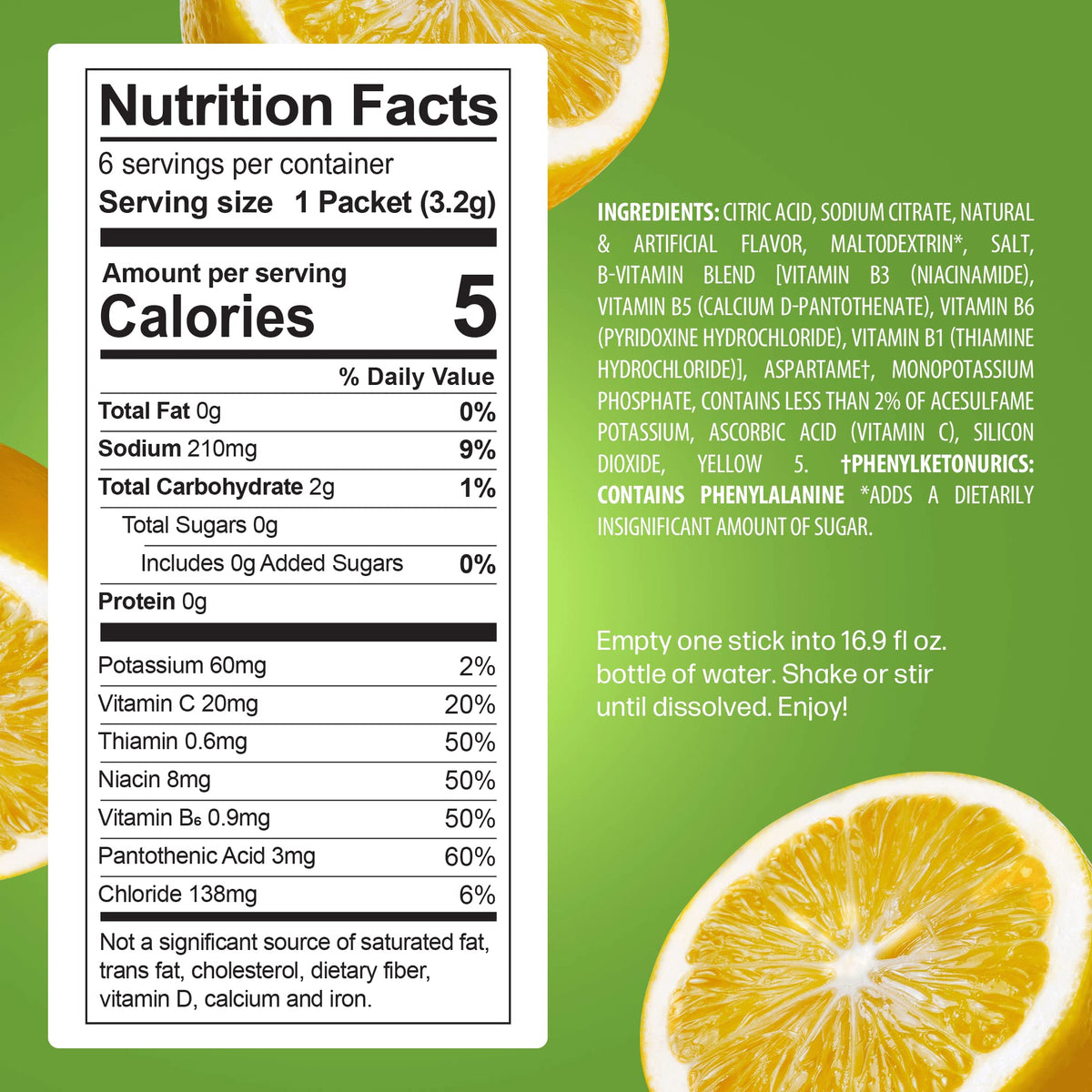 Juicy Mixes PeakH2O Lemon Lime packet being poured for refreshing electrolyte boost