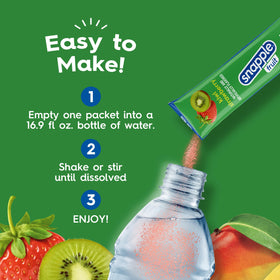 Juicy Mixes Snapple Kiwi Strawberry beverage ready in a glass
