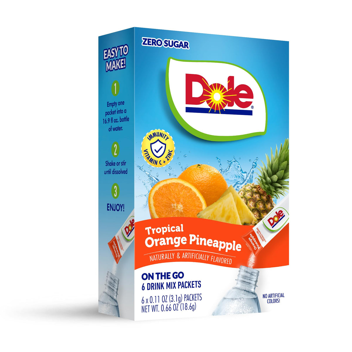 Juicy Mixes Tropical Splash bottle showing sugar-free tropical flavor for on-the-go hydration