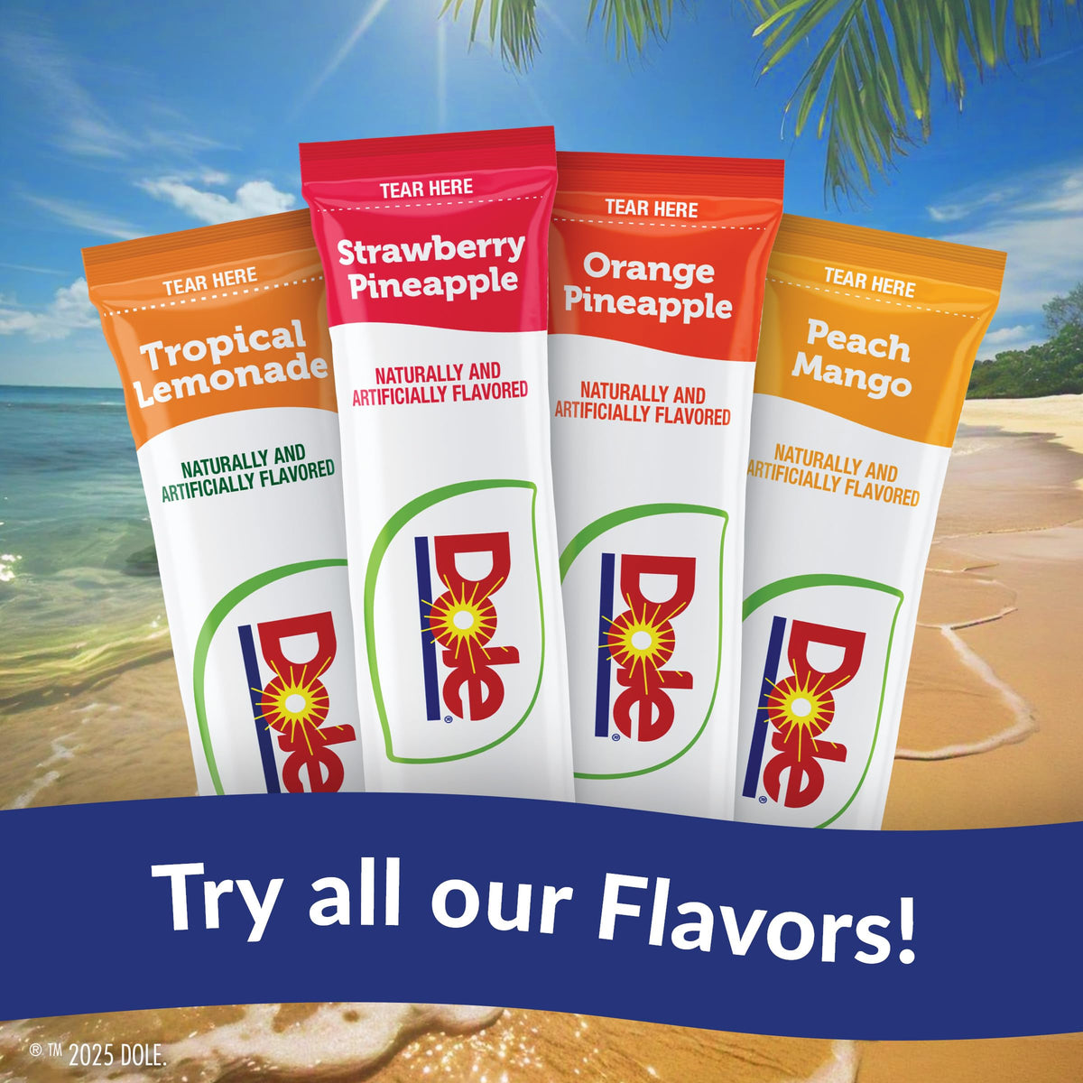 Juicy Mixes Tropical Splash ready drink served in a tall glass for anytime refreshment