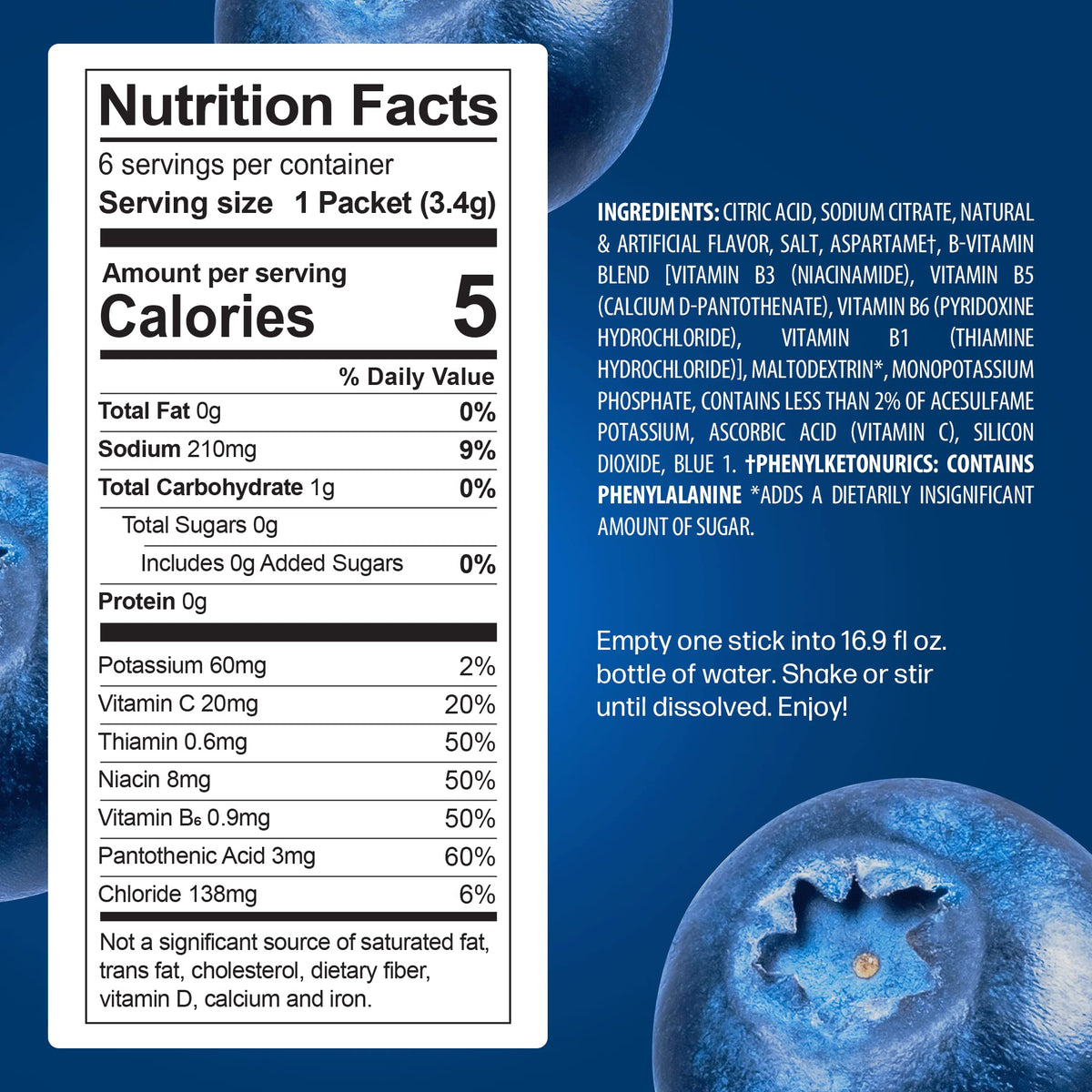 Berry Blue PeakH2O powder ready to mix in a bottle for easy hydration.