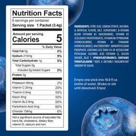 Berry Blue PeakH2O powder ready to mix in a bottle for easy hydration.