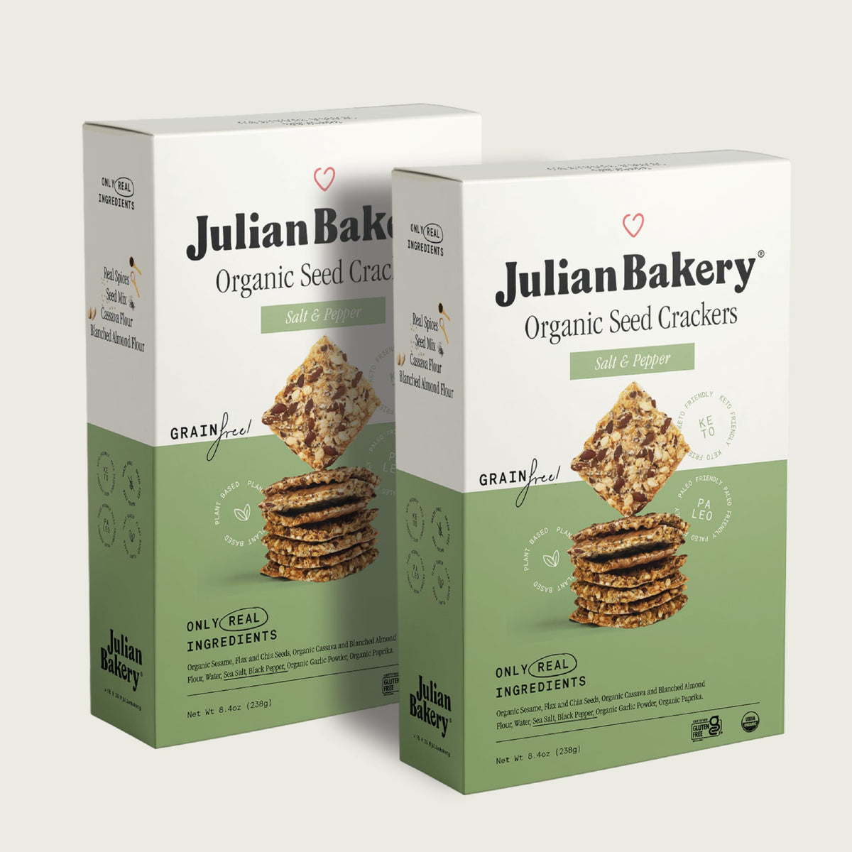 Julian Bakery Paleo Thin Crackers salt and pepper — crisp gluten-free snack for on-the-go.