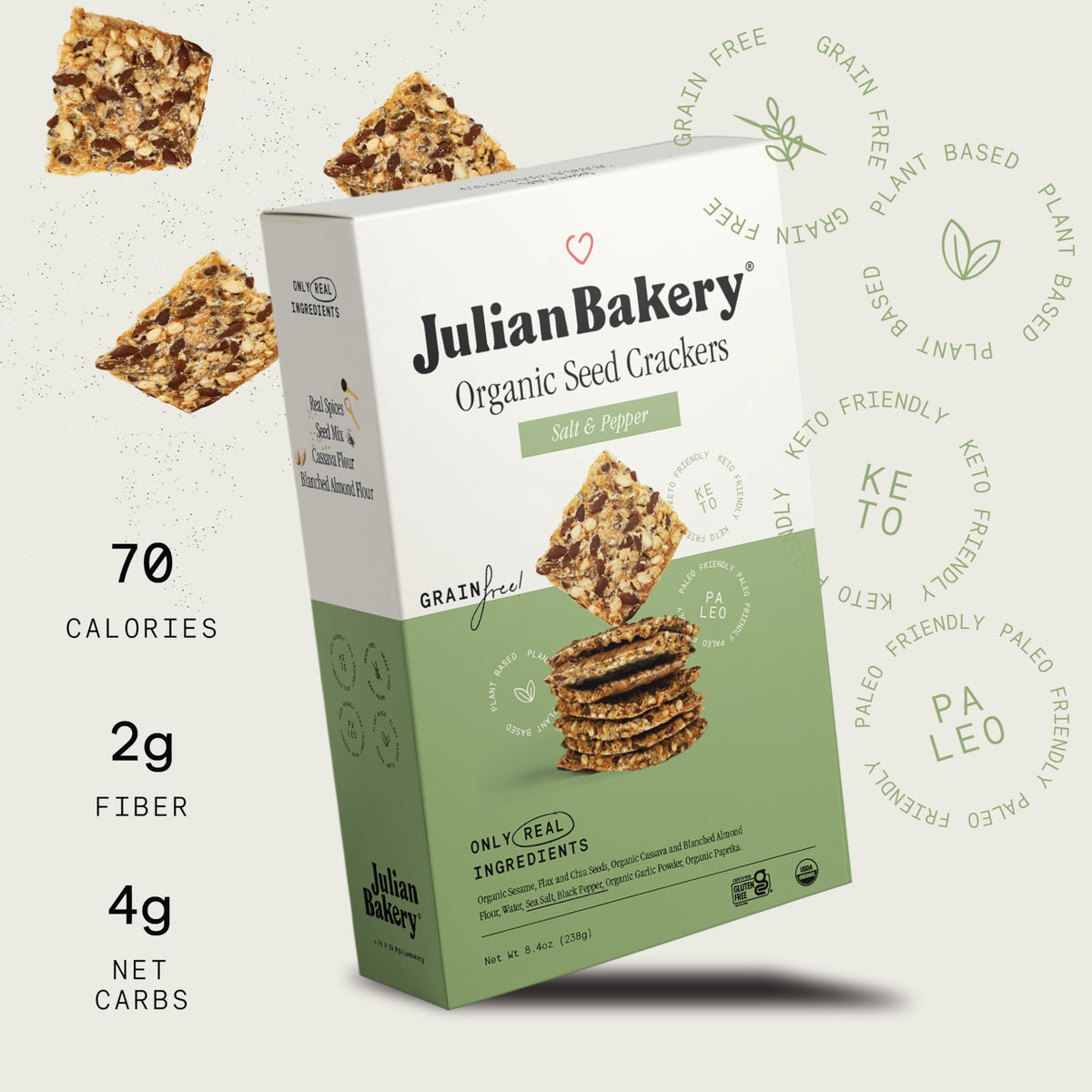 Julian Bakery Paleo Thin Crackers salt and pepper two-pack — ideal paleo-friendly snack at work.