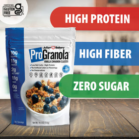 Julian Bakery ProGranola Vanilla Cinnamon bowl with milk for a protein-rich start