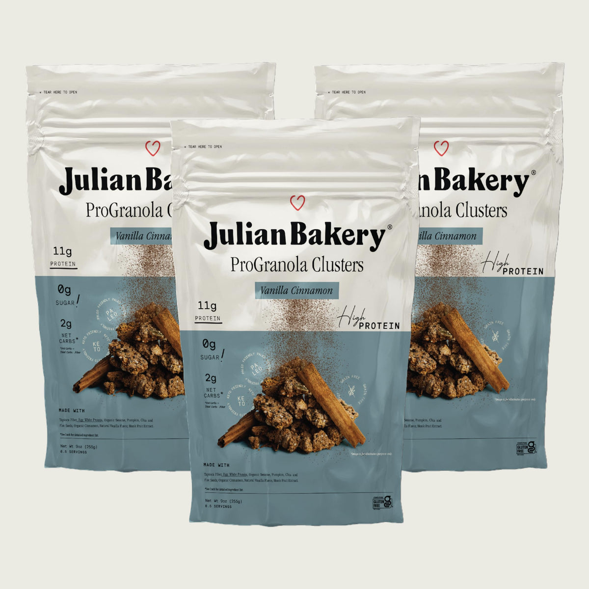 Julian Bakery ProGranola Vanilla Cinnamon Cluster in a breakfast bowl for a protein-rich start