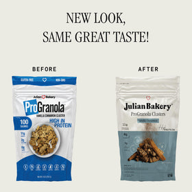ProGranola Vanilla Cinnamon Cluster serving in a bowl with yogurt topping
