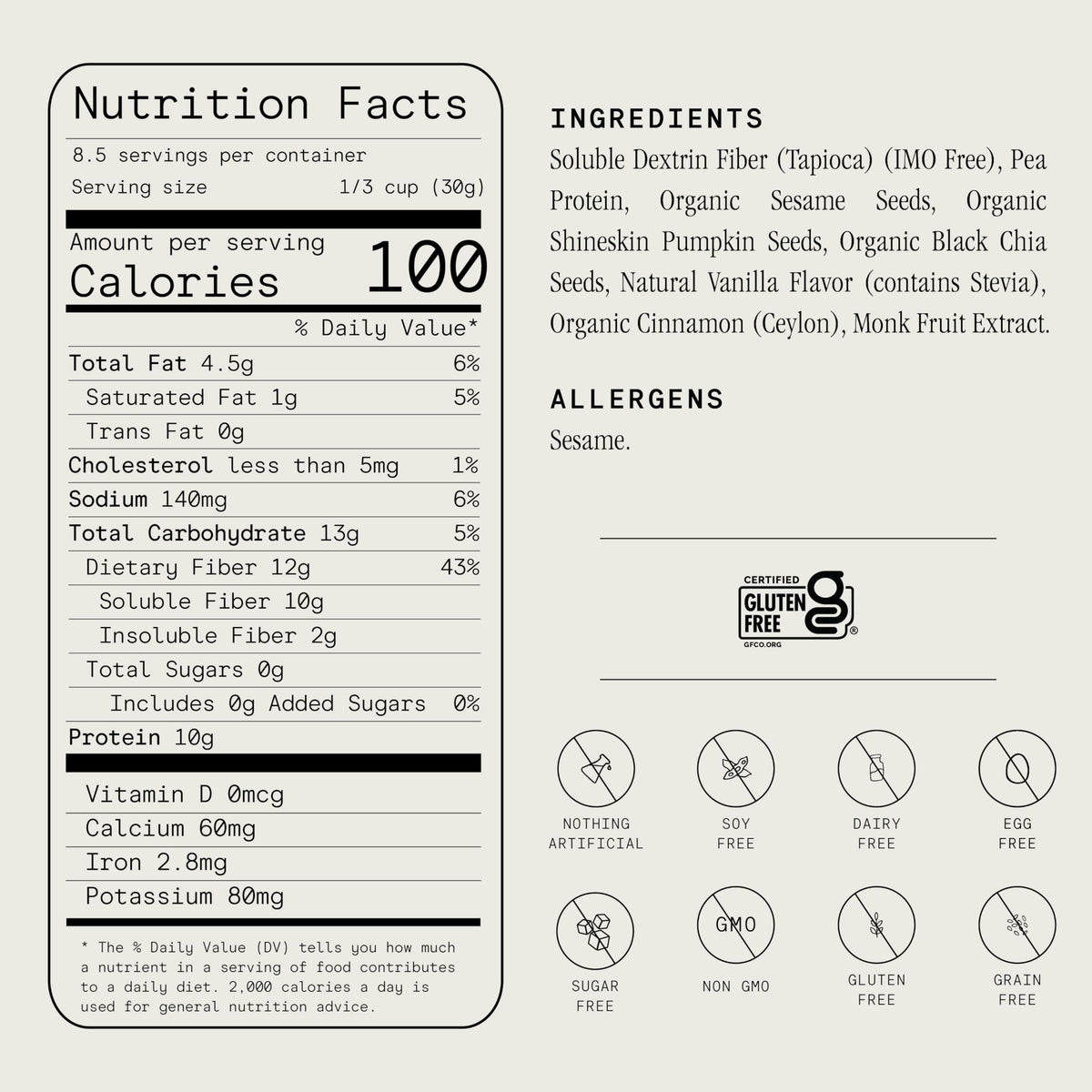 Julian Bakery ProGranola Vanilla Cluster spoonful, 10g protein per serving explained.