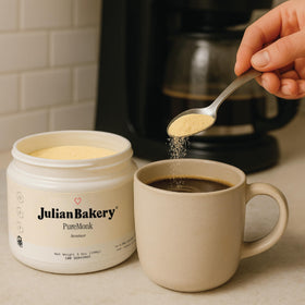 Julian Bakery Pure Monk jar close-up capturing clean sugar-free sweetness
