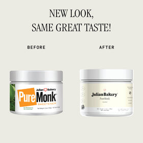 Julian Bakery Pure Monk packaging illustrating compact 3.5oz bottle