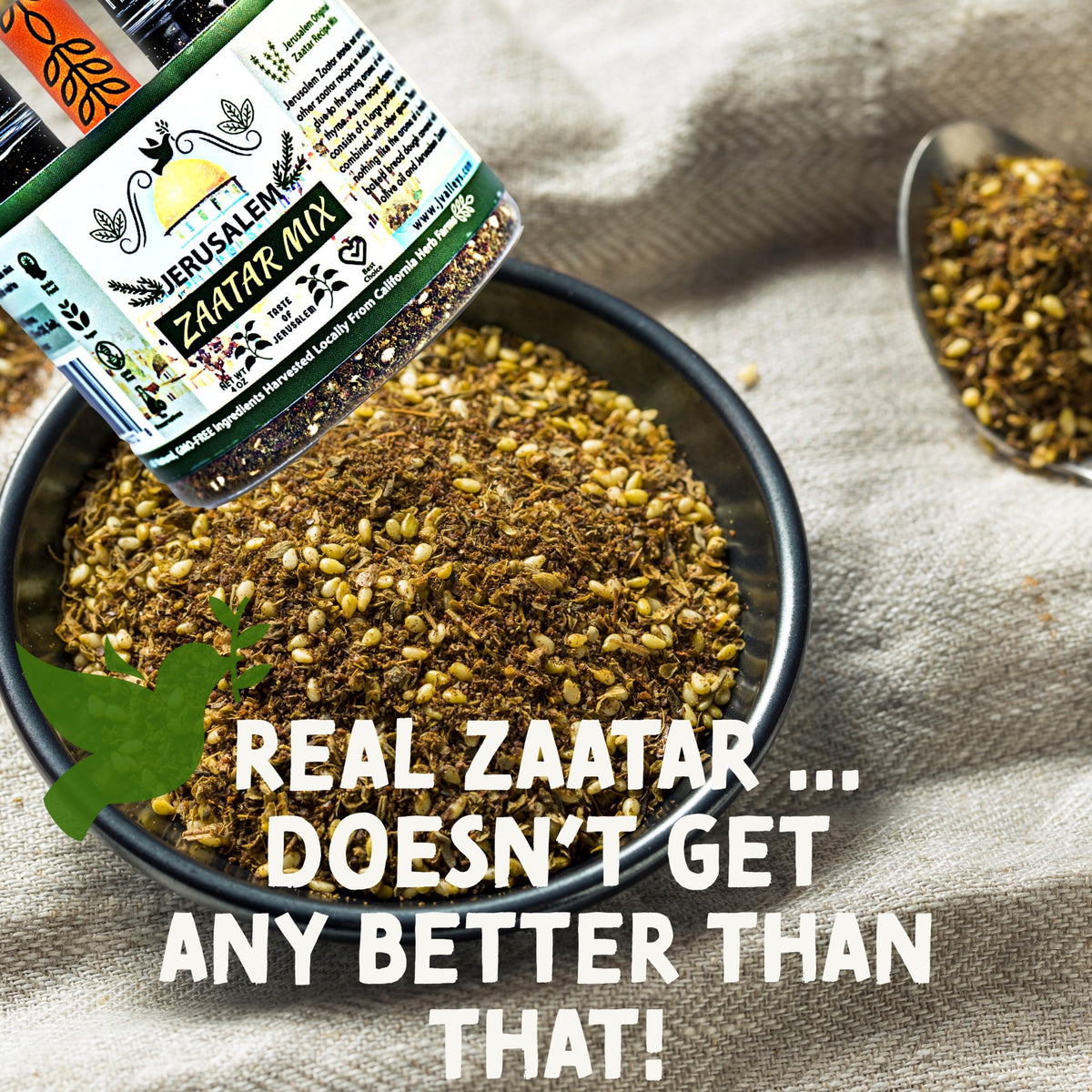 Julian's Valleys flatbread-dipping-zaatar enhances appetizers with warm aroma.