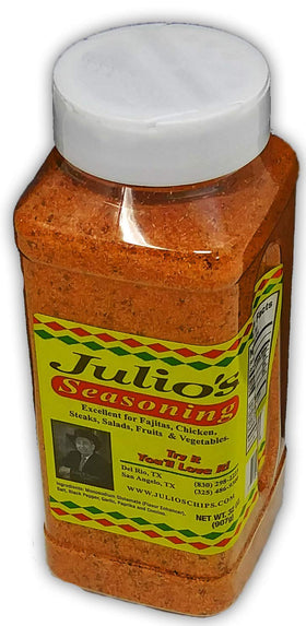 Julio's Seasoning closeup texture highlights savory aroma for grilling.