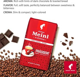 A cup of Präsident espresso demonstrates its full-bodied profile for Italian-style brews