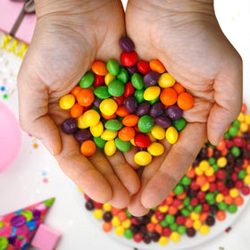 Jumblet party favors candy bags with colorful chewy pieces.