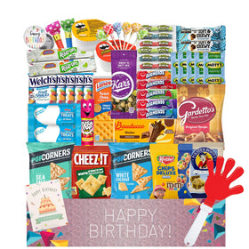 JUMBO JUMBLE birthday snack box front view, gift-ready for celebrations.