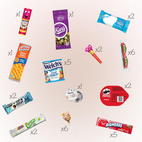 JUMBO JUMBLE snack variety display, colorful assortment ideal for celebrations and gifting.