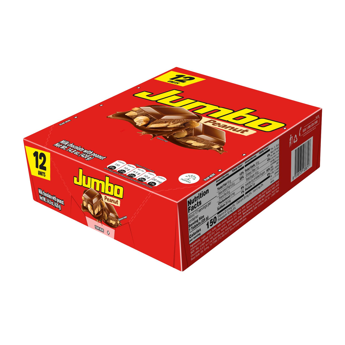 Jumbo Peanut Chocolate Bar, individually wrapped for easy on-the-go snacking.